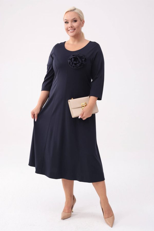 Granatowa sukienka Eliza - klasyczna elegancja z nowoczesnym akcentem PLUS SIZE XXL OVERSIZE