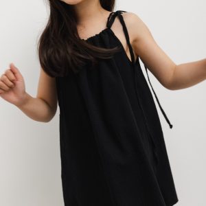 MINI sukienka BAWEŁNIANA a w kolorze TOTALLY BLACK - GABBY-128-134 (8-9)