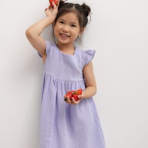 MINI sukienka z muślinu w kolorze LILA - MOLLY-80-86 (12-18)