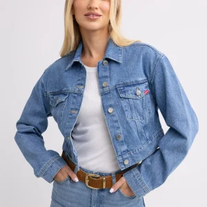 Kurtka damska jeansowa krótka niebieska Maddie 175