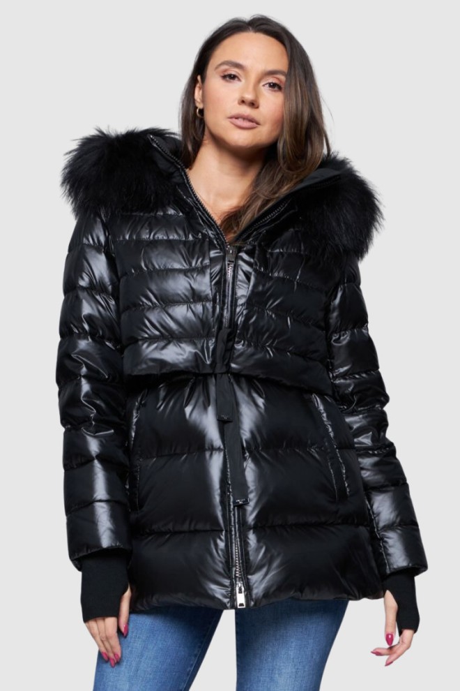 DIEGO M Puchowa kurtka damska z odpinanym kapturem