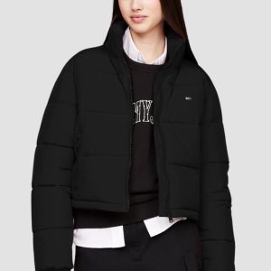 TOMMY JEANS Czarna kurtka damska z drobnym logo