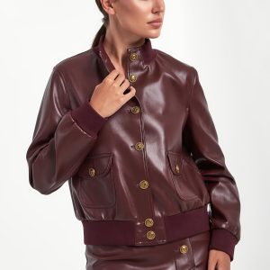 Kurtka damska bomber z ekoskóry TWINSET