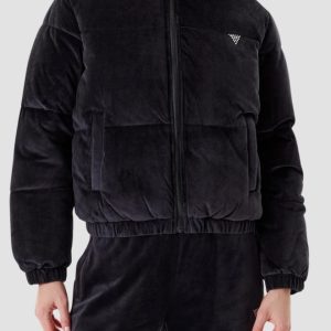 GUESS Сzarna zamszowa kurtka damska Couture Puffer