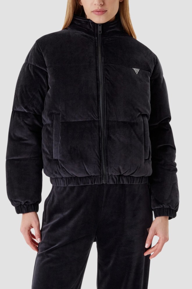 GUESS Сzarna zamszowa kurtka damska Couture Puffer