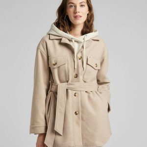 LEE WOOL OVERSHIRT WORKWEAR DAMSKI PŁASZCZ WHITE L45HTBTW 112144045