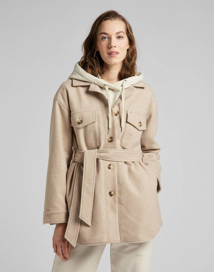 LEE WOOL OVERSHIRT WORKWEAR DAMSKI PŁASZCZ WHITE L45HTBTW 112144045