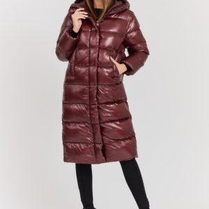 HETREGO Bordowy damski płaszcz puchowy Tara Woman Oversized Quilted Coat
