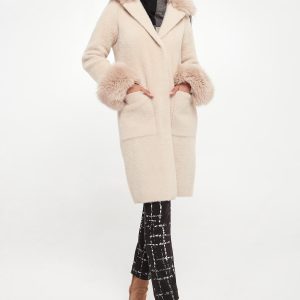 Płaszcz damski z futrem JOSEPH RIBKOFF
