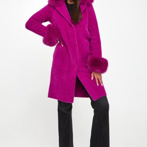 Płaszcz damski z futrem JOSEPH RIBKOFF