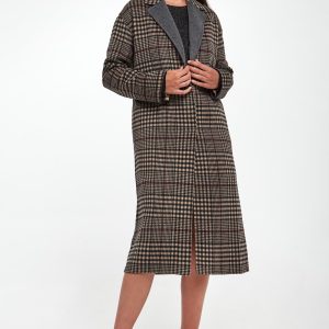 Płaszcz damski wełniany w kratkę JOSEPH RIBKOFF