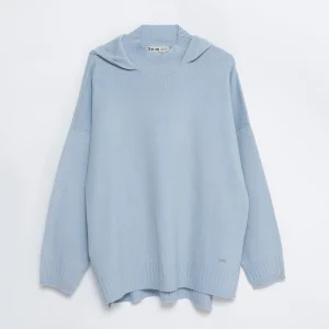 Sweter damski typu poncho niebieski Rajana 400