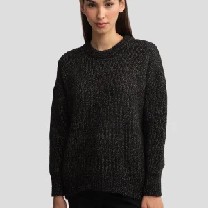 Sweter damski oversize z dodatkiem wełny czarny Mayamessa 906