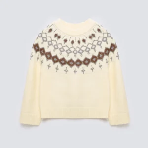 Sweter damski z skandynawskim wzorem kremowy Skandia 102