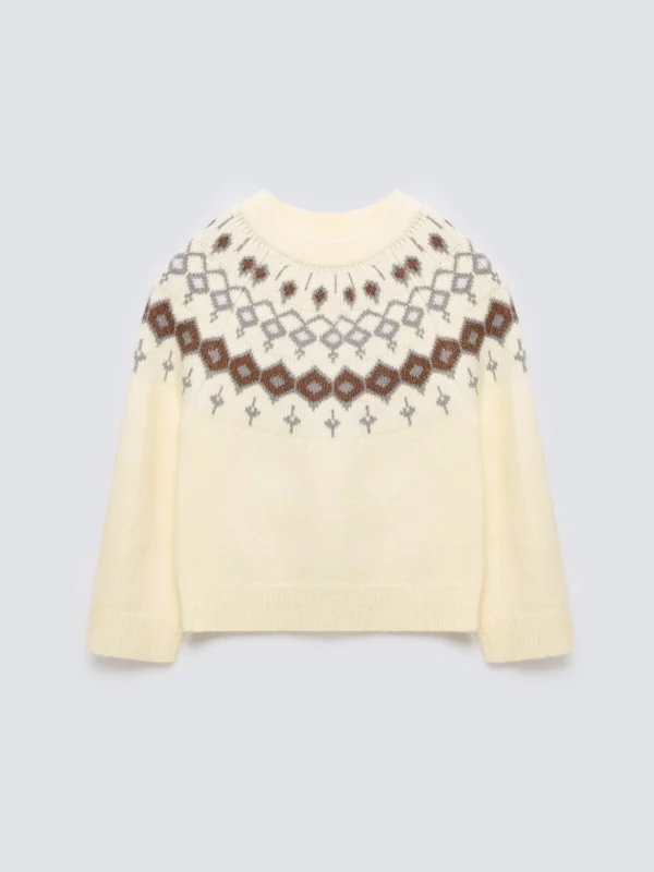 Sweter damski z skandynawskim wzorem kremowy Skandia 102