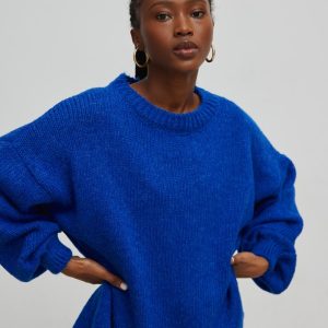 Sweter oversize z bufiastym rękawem SAPPHIRE BLUE - RIVERO-UNI