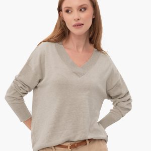 Luźny sweter z dekoltem w serek S-JOY