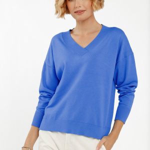 Luźny sweter z dekoltem w serek S-JOY