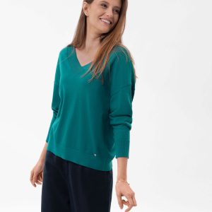 Luźny sweter z dekoltem w serek S-JOY