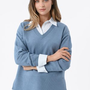 Ciepły sweter z dekoltem w serek S-NOVA