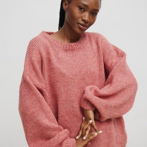 Sweter oversize z bufiastymi rękawami w kolorze BRICK ORANGE - RIVERO-UNI