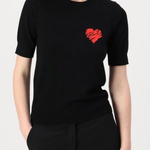 KARL LAGERFELD Czarny sweter damski Hearts Knit Top