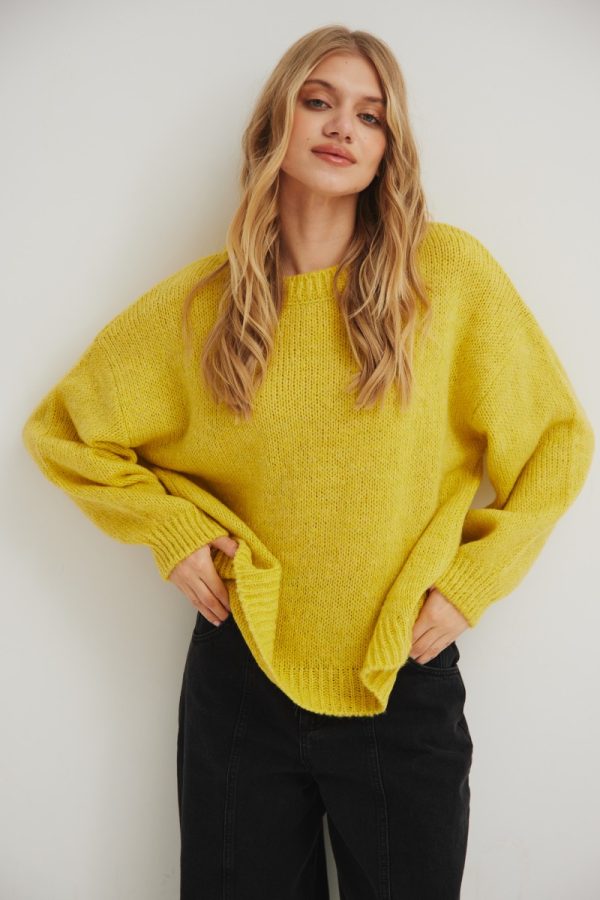 Sweter oversize z bufiastymi rękawami w kolorze LEMON - RIVERO-UNI