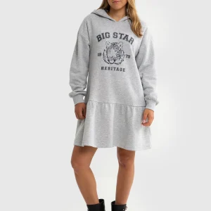 Sukienka dziewczęca dzianinowa z kapturem szara Fleur 901