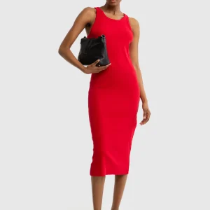 Sukienka damska midi czerwona Maxinassara 603