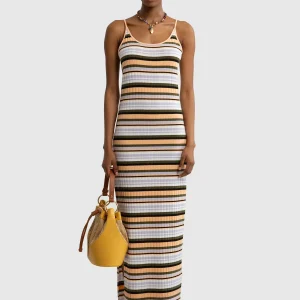 Sukienka damska maxi w kolorowe paski Martina 000