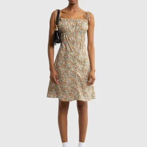 Sukienka damska mini z wiskozy z motywem kwiatowym Casie 000