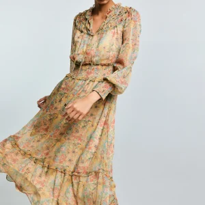 Sukienka damska midi szyfonowa z motywem kwiatowym Adare 300