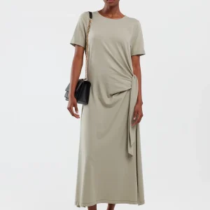 Sukienka damska maxi z ozdobnym wiązaniem pistacjowa Eliszka 302