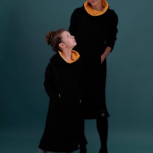 Sukienka Olga Czarna z mandarynką Komplet Mama/Dziecko (1)