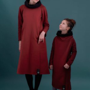 Sukienka Olga bordo z czarnym Komplet Mama/Dziecko