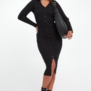 Sukienka prążkowana midi DKNY