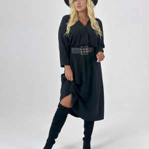 Czarna sukienka Amanda z długim rękawem XXL OVERSIZE JESIEŃ