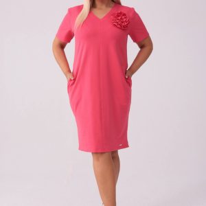 Koralowa sukienka Eloise - Casualowa Elegancja PLUS SIZE XXL LATO