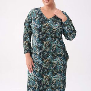 Ołówkowa dresowa sukienka Olivia z motywem ornamentu PLUS SIZE XXL OVERSIZE