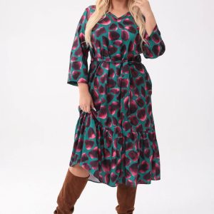 Oversize'owa sukienka Laura - stylowa propozycja z artystycznym wzorem PLUS SIZE XXL OVERSIZE