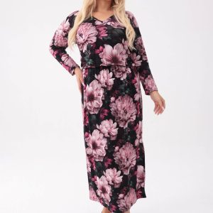 Elegancka sukienka Róża w kwiatowym wydaniu o długości MIDI PLUS SIZE XXL OVERSIZE