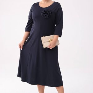 Granatowa sukienka Eliza - klasyczna elegancja z nowoczesnym akcentem PLUS SIZE XXL OVERSIZE