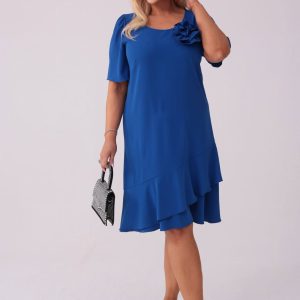 Elegancka szafirowa sukienka Evelyn na wesele PLUS SIZE XXL JESIEŃ