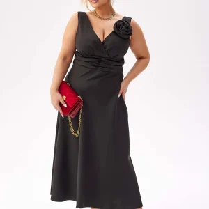 Elegancka sukienka Anna na wesele w czarnym kolorze PLUS SIZE XXL